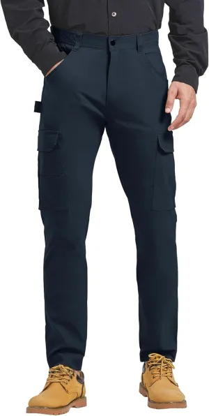PULI Men's Carpenter Work Pants Cargo Hiking Pants Slim Fit Stretch Waterproof Outdoor Trousers with Pockets