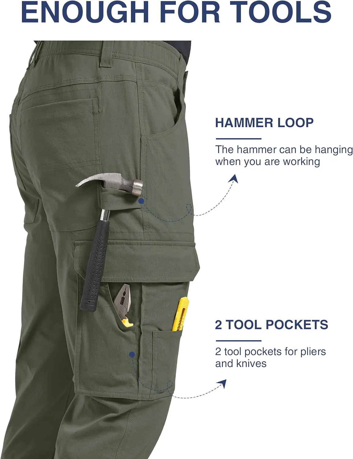 PULI Men's Carpenter Work Pants Cargo Hiking Pants Slim Fit Stretch Waterproof Outdoor Trousers with Pockets