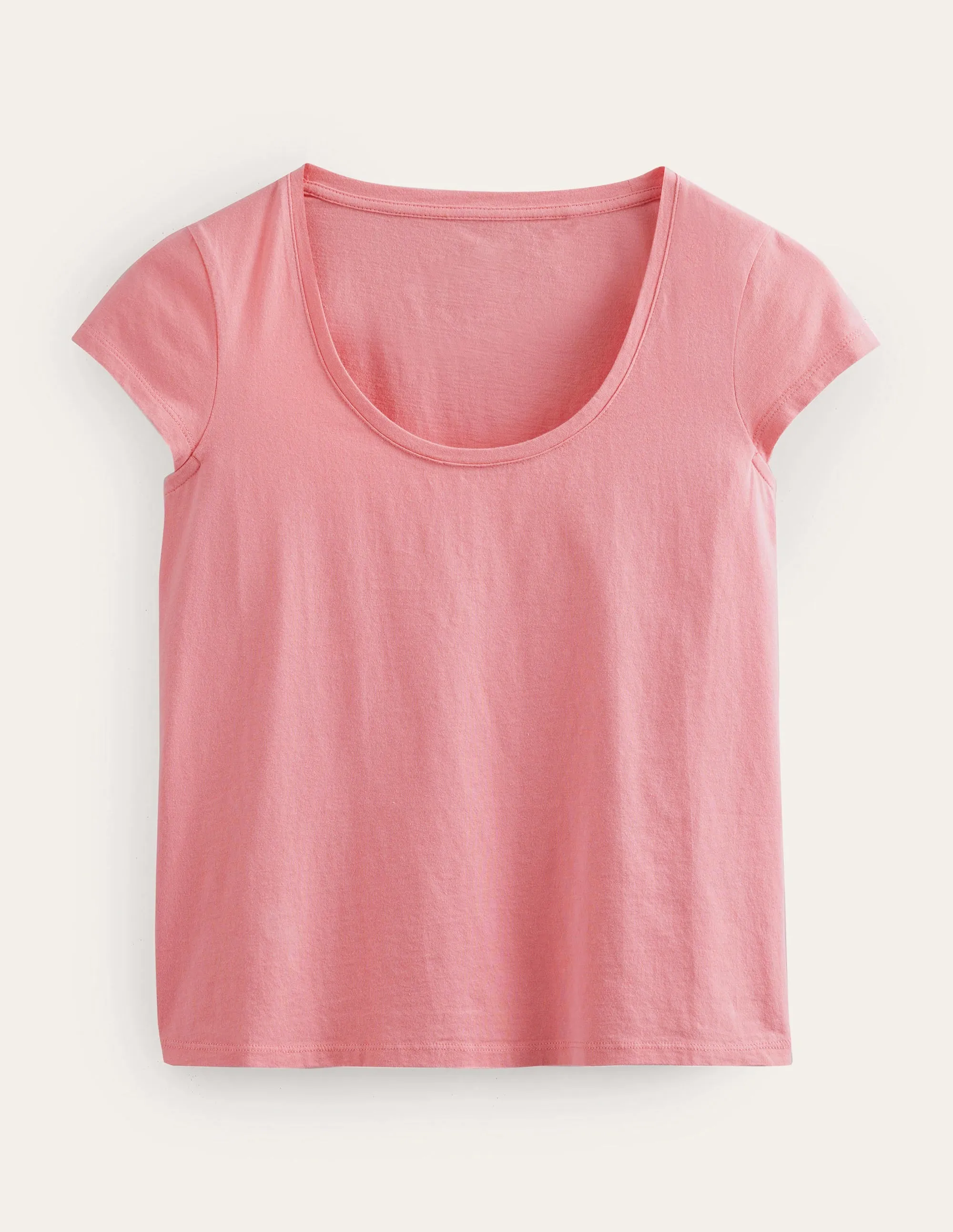 Pure Cotton Scoop Neck T-Shirt-Peach Sorbet