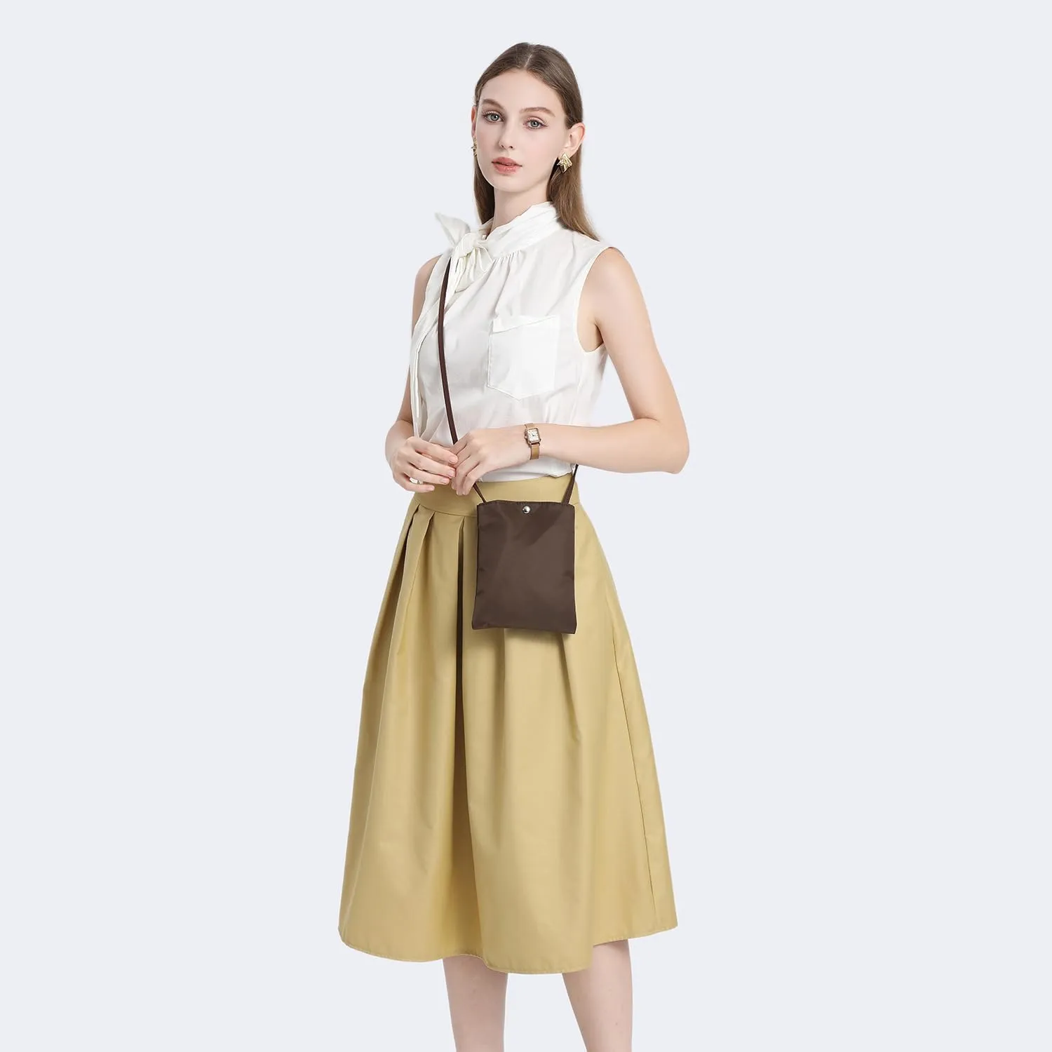 Pure Nylon Mobile Phone Bag Mini Cloth Bag ins Style Japanese Simple and Versatile Messenger Small Square Bag