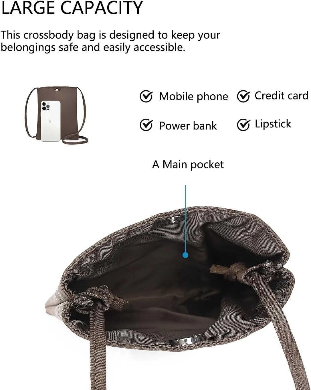 Pure Nylon Mobile Phone Bag Mini Cloth Bag ins Style Japanese Simple and Versatile Messenger Small Square Bag