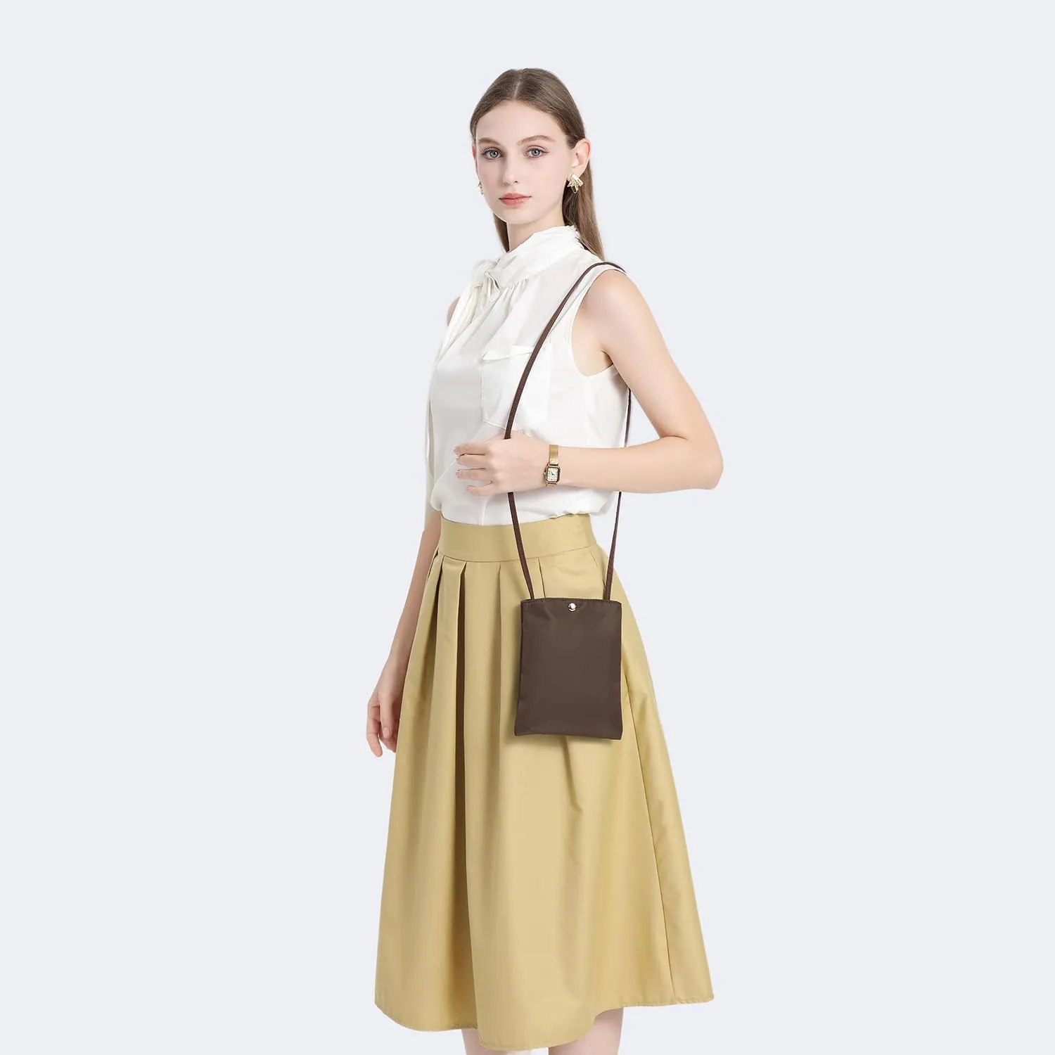 Pure Nylon Mobile Phone Bag Mini Cloth Bag ins Style Japanese Simple and Versatile Messenger Small Square Bag