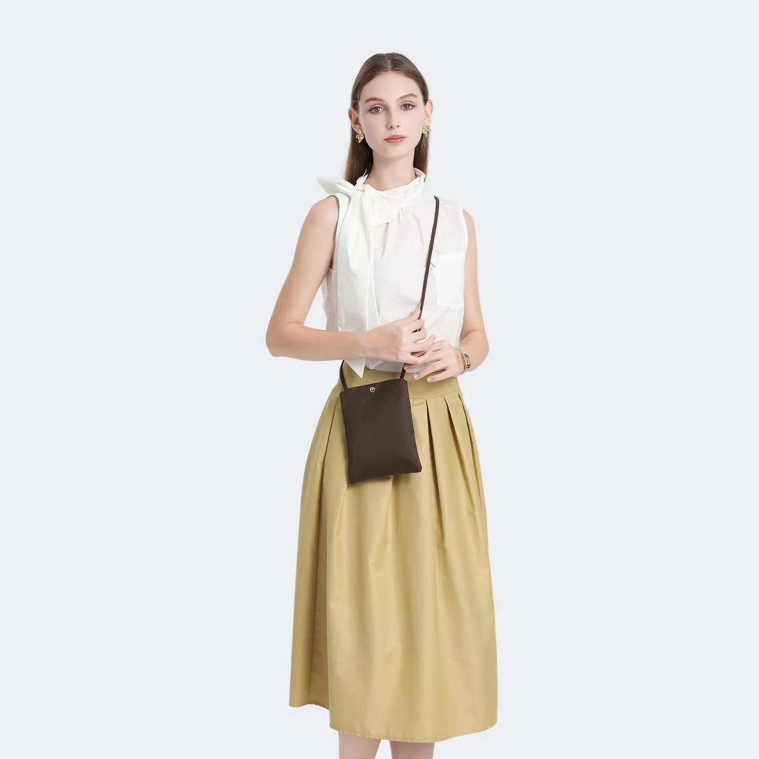Pure Nylon Mobile Phone Bag Mini Cloth Bag ins Style Japanese Simple and Versatile Messenger Small Square Bag