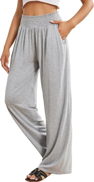 QIANXIZHAN Women's Boho Pants, Wide Leg High Waist Harem Pants Hippie Yoga Clothes with Pockets