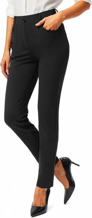Rammus Womens Yoga Dress Pants with Pockets Stretch Work Leggings for Women Pull On Skinny Slacks for Business Office Casual