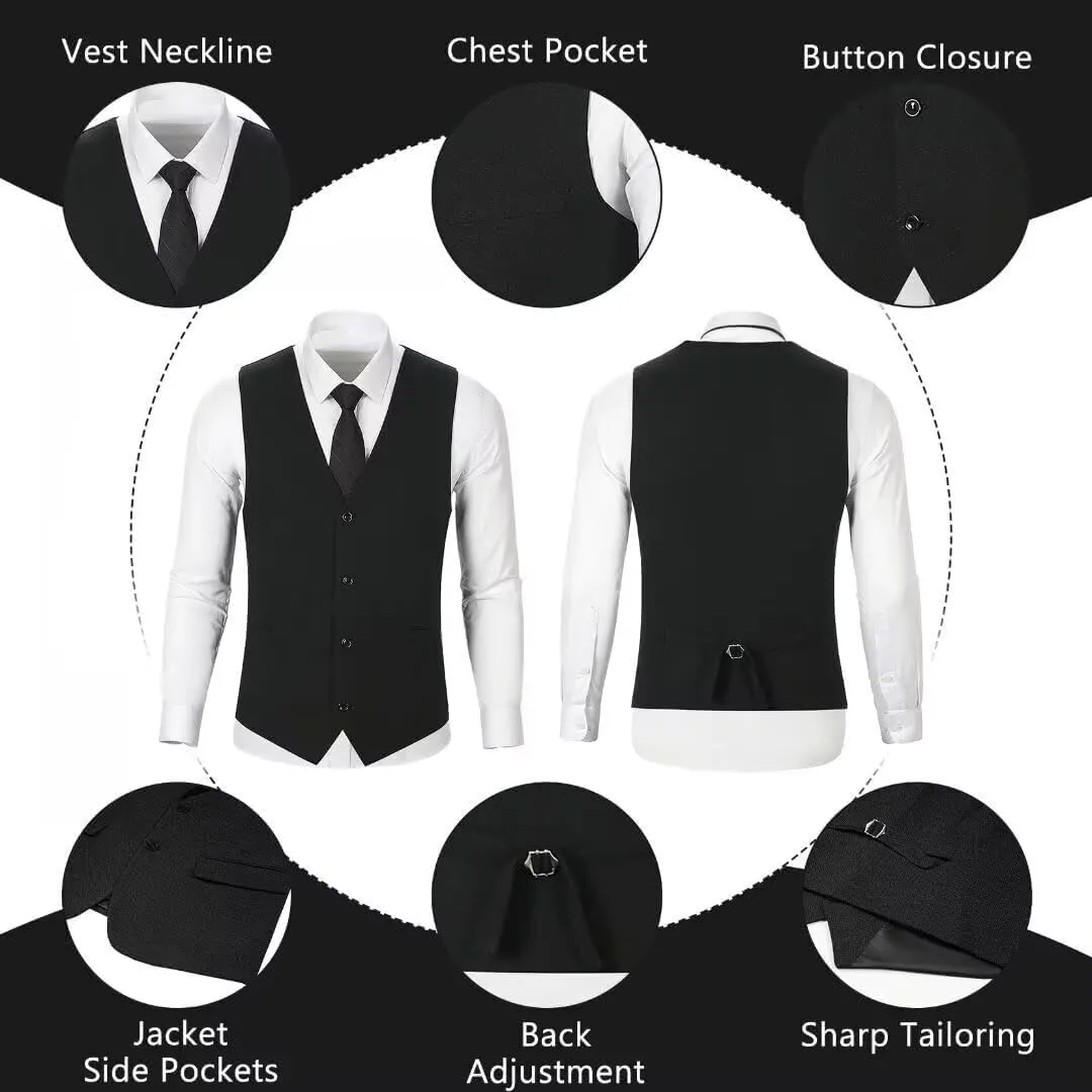 Retro Men Suit 3 Piece Tweed Herringbone Men's Suits Wool Jacket Tuxedos Wedding Grooms Blazer Vest Pants Set Prom