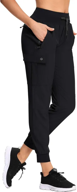 RlaGed Womens Cargo Hiking Pants Lightweight Joggers Quick Dry Water Resistant Outdoor Fishing UPF 50 Zipper Pockets