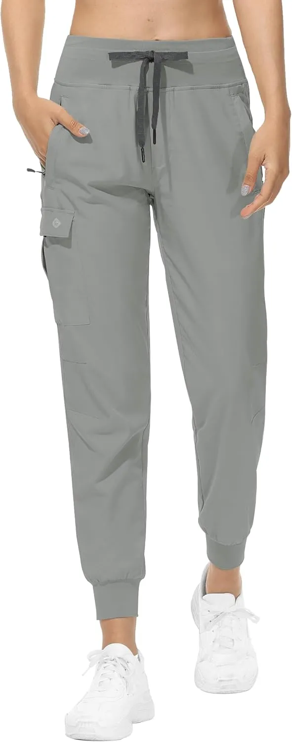 RlaGed Womens Cargo Hiking Pants Lightweight Joggers Quick Dry Water Resistant Outdoor Fishing UPF 50 Zipper Pockets