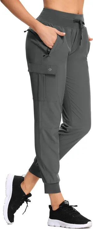 RlaGed Womens Cargo Hiking Pants Lightweight Joggers Quick Dry Water Resistant Outdoor Fishing UPF 50 Zipper Pockets