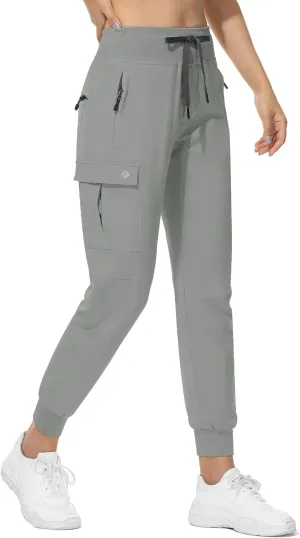 RlaGed Womens Cargo Hiking Pants Lightweight Joggers Quick Dry Water Resistant Outdoor Fishing UPF 50 Zipper Pockets