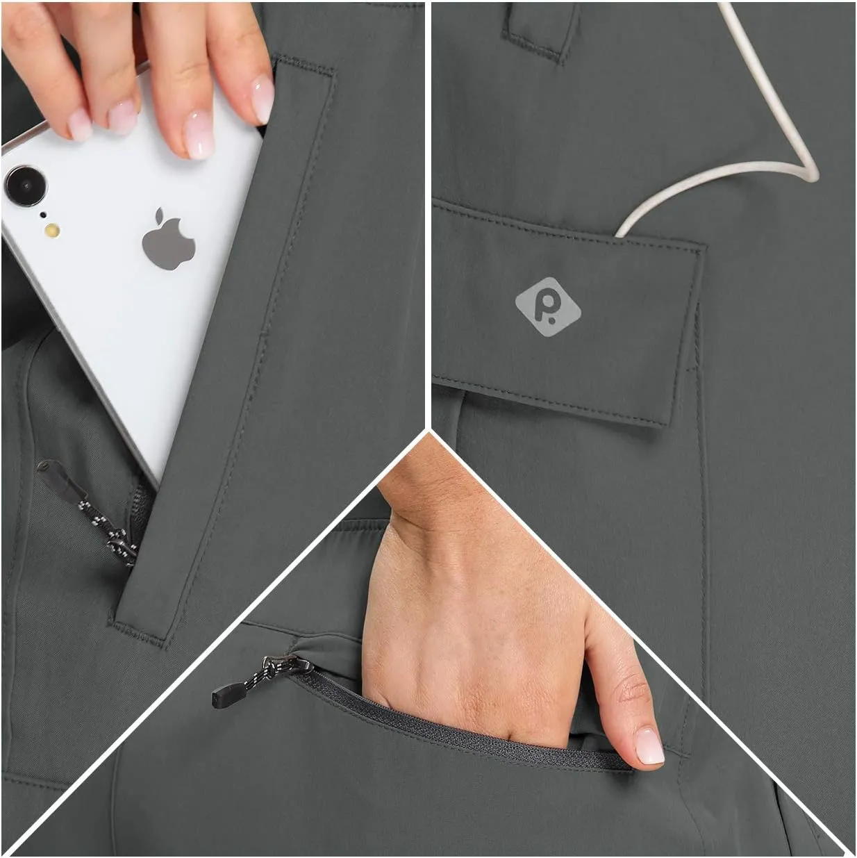 RlaGed Womens Cargo Hiking Pants Lightweight Joggers Quick Dry Water Resistant Outdoor Fishing UPF 50 Zipper Pockets