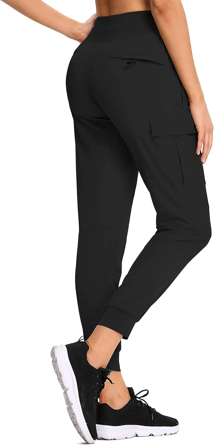 RlaGed Womens Cargo Hiking Pants Lightweight Joggers Quick Dry Water Resistant Outdoor Fishing UPF 50 Zipper Pockets