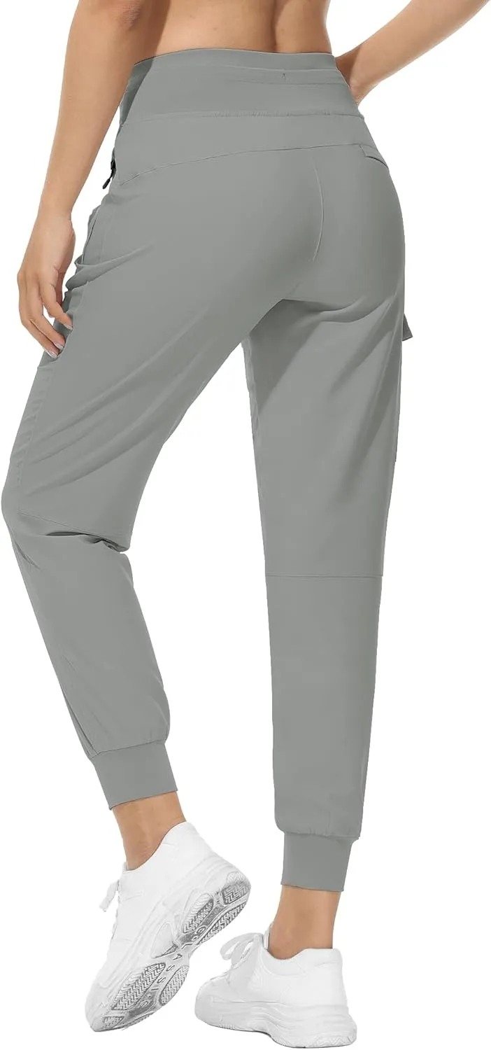 RlaGed Womens Cargo Hiking Pants Lightweight Joggers Quick Dry Water Resistant Outdoor Fishing UPF 50 Zipper Pockets