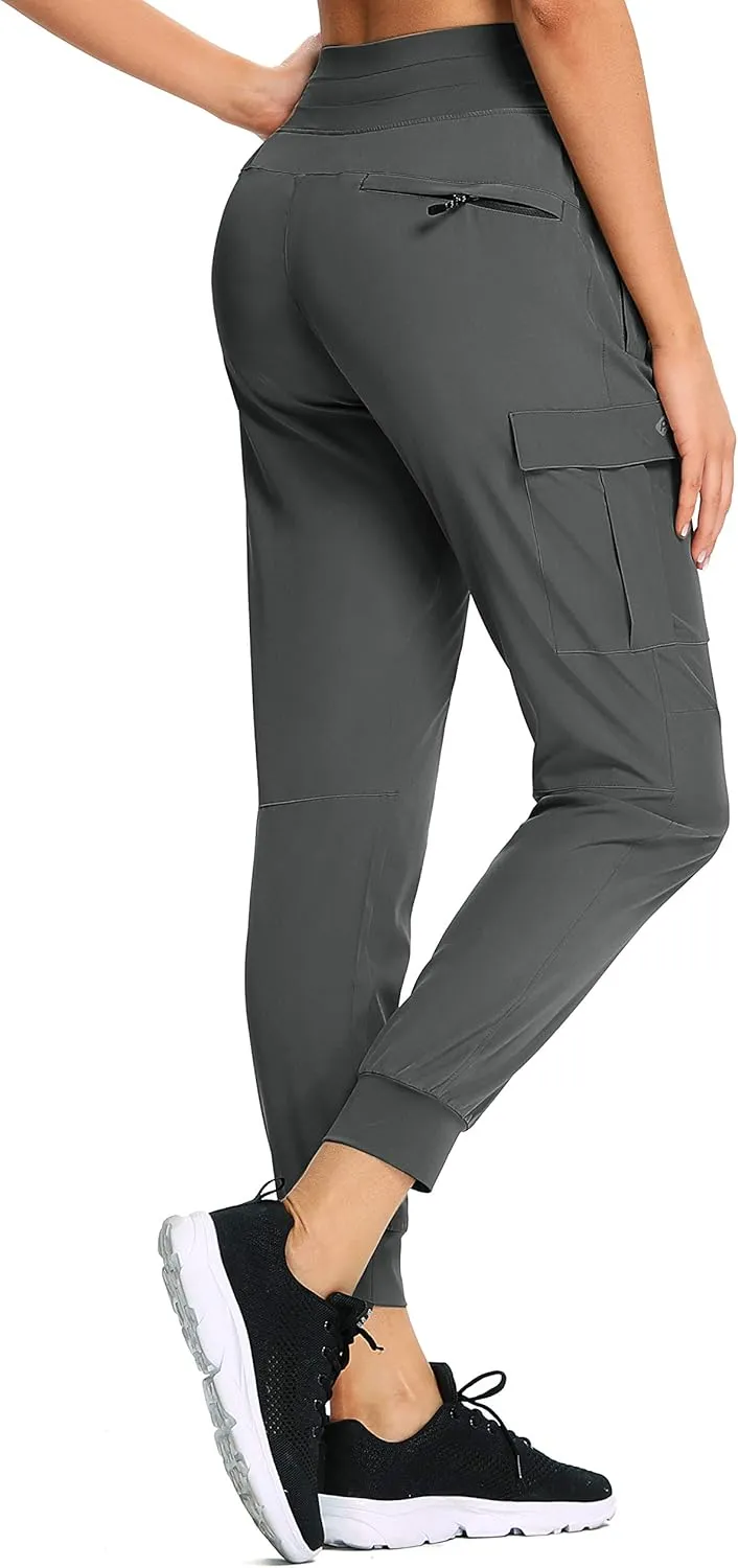 RlaGed Womens Cargo Hiking Pants Lightweight Joggers Quick Dry Water Resistant Outdoor Fishing UPF 50 Zipper Pockets