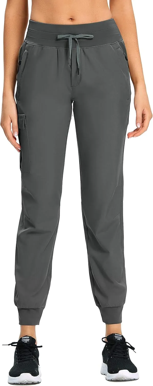 RlaGed Womens Cargo Hiking Pants Lightweight Joggers Quick Dry Water Resistant Outdoor Fishing UPF 50 Zipper Pockets