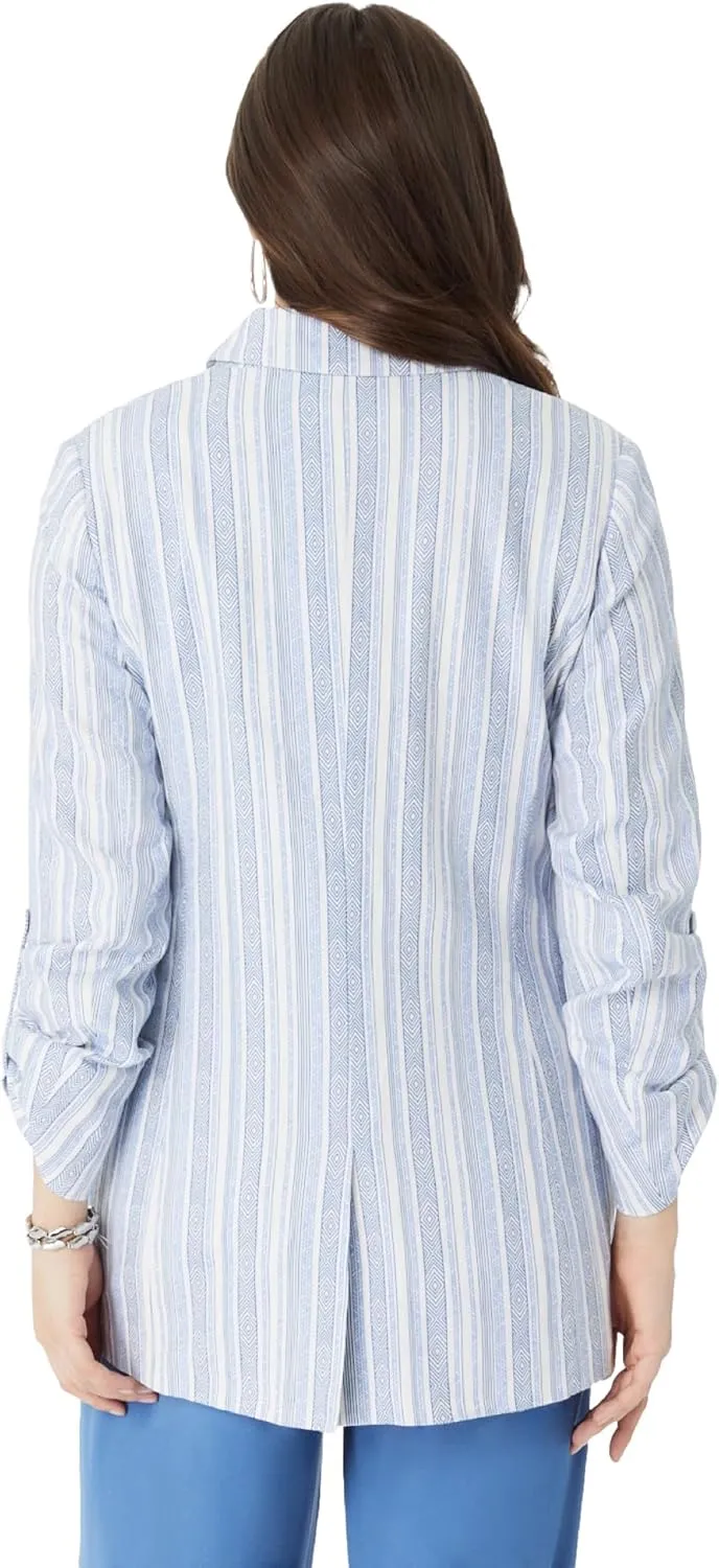 Roaman's Women's Plus Size Linen Blazer