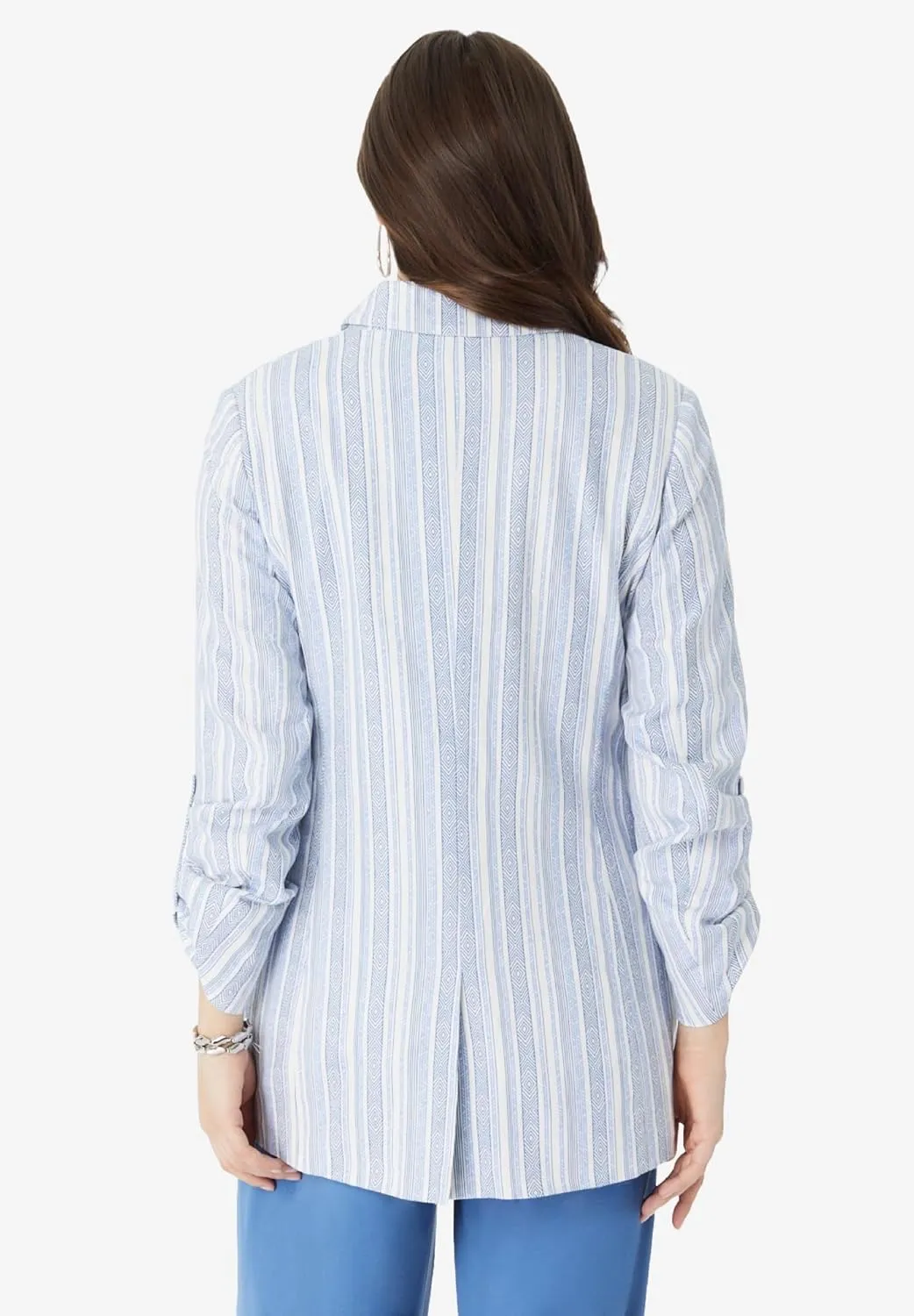 Roaman's Women's Plus Size Linen Blazer
