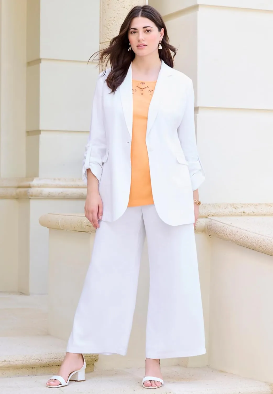Roaman's Women's Plus Size Linen Blazer