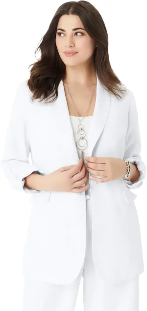 Roaman's Women's Plus Size Linen Blazer