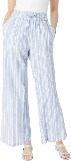 Roaman's Women's Plus Size Linen Wide-Leg Pant