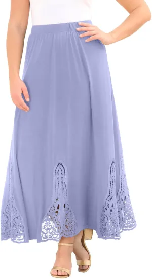 Roaman's Women's Plus Size Ultrasmooth Fabric Lace Maxi Skirt