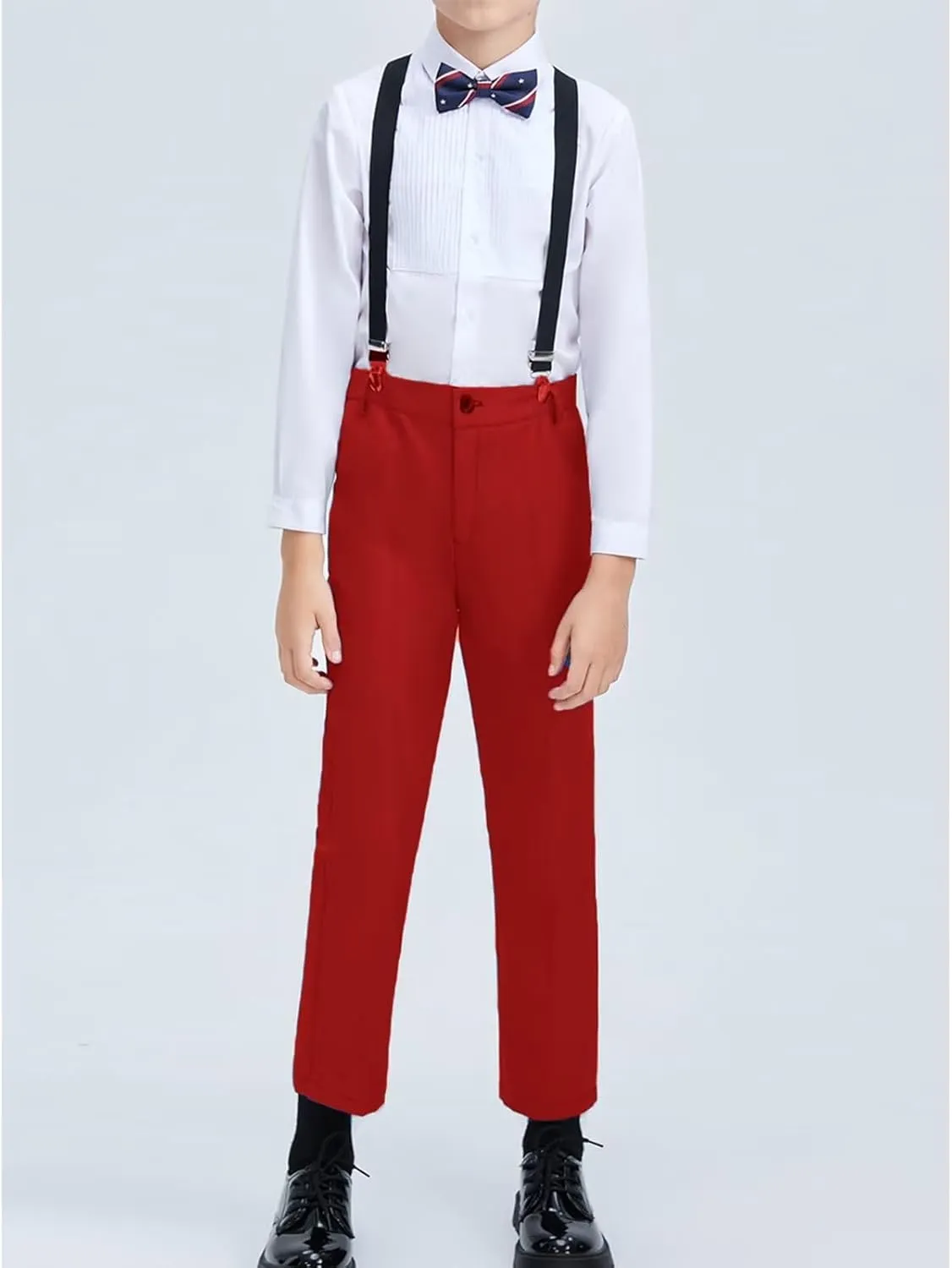 ROZU Boys Dress Pants Flat Front School Uniform Pants for Boys Toddler Kids Formal Belt Loops Boys Suit Pants 2T-20