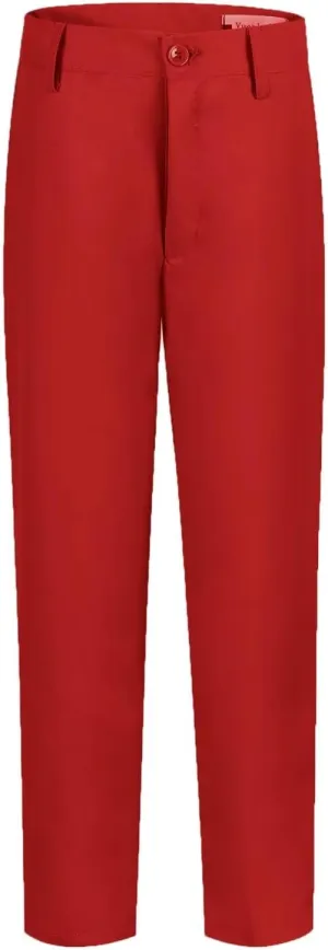 ROZU Boys Dress Pants Flat Front School Uniform Pants for Boys Toddler Kids Formal Belt Loops Boys Suit Pants 2T-20