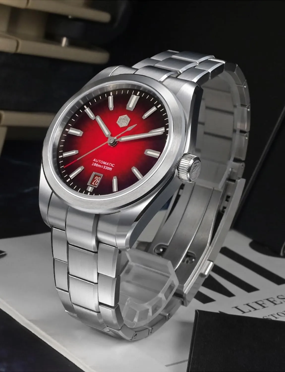 San Martin Men Watch SN0144-GX, 9015 Automatic Mechanical Movement Sapphire Glass 10 Bar Diving Watch for Men