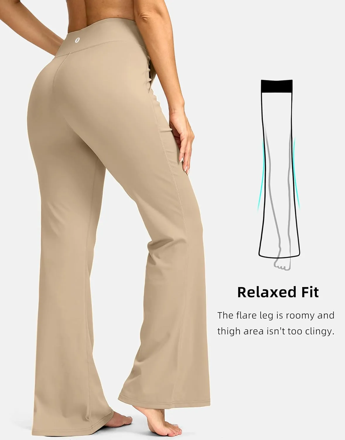 SANTINY Bootcut Pants for Women 28.5"/30.5"/32" Loose High Waisted Wide Leg Leggings Dress Work Flare Yoga Pants with Pockets