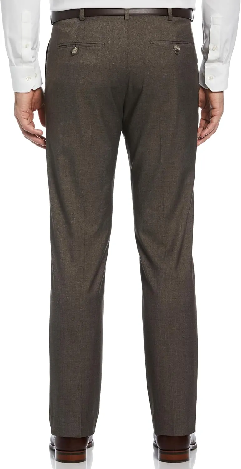 Savane Men's Big & Tall Flat Front Performance No Iron Gabardine Dress Pants with Extendable Waistband