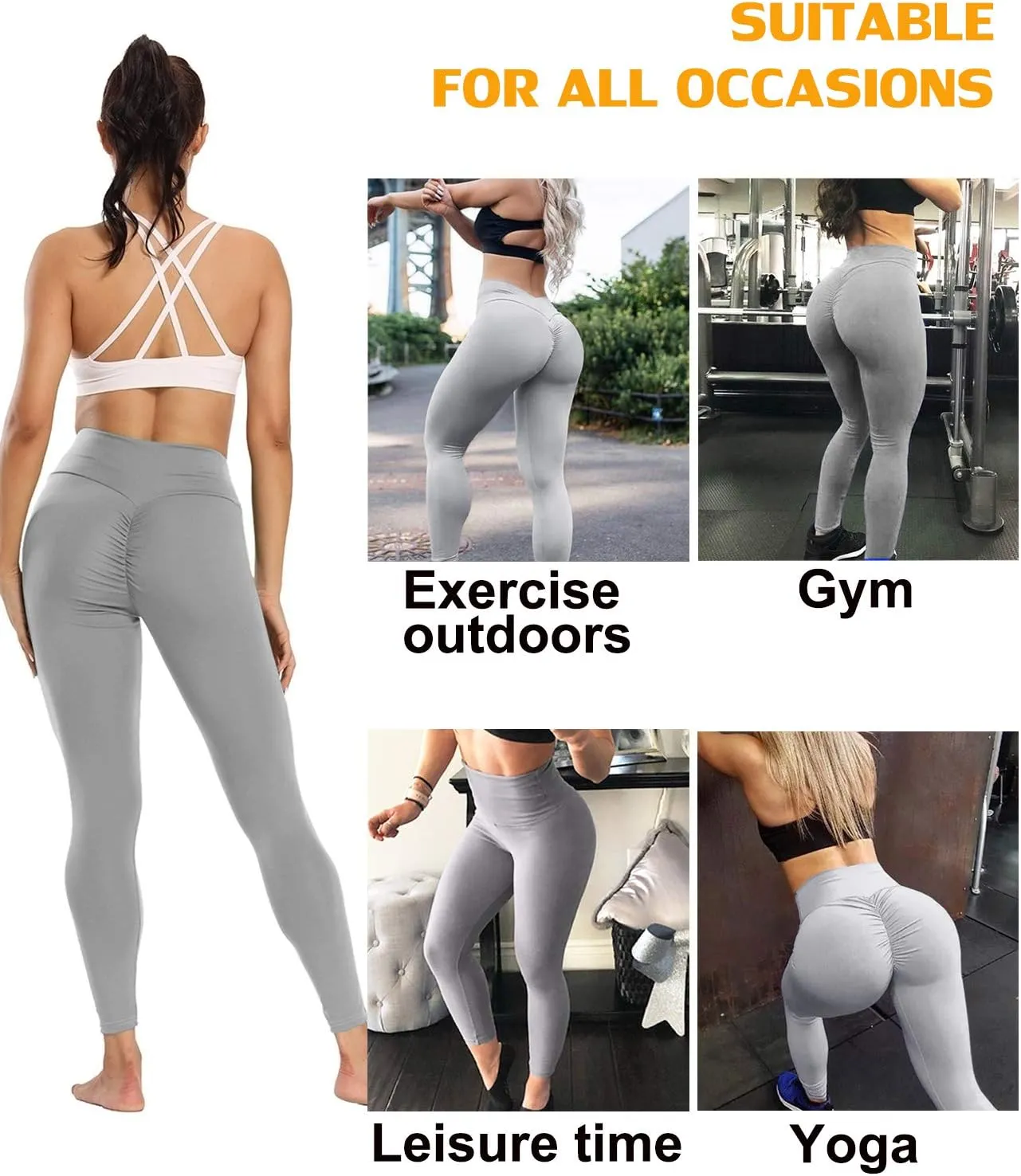 Scrunch Butt Lifting Ruched Leggings for Women High Waisted Textured Tummy Control Push Up Yoga Pants