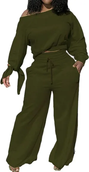 sexycherry Casual 2 Piece Outfits for Women Sexy Long Sleeve Sweatsuit Jogging Long Pants Sets Tracksuit with Pockets