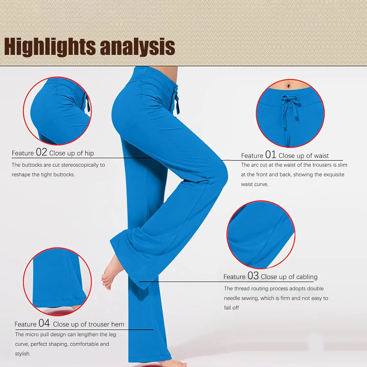 SMIDOW Womens High Waist Yoga Pants Casual Loose Wide Leg Bootcut Workout Leggings Comfy Lounge Long Trousers
