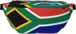 South African Flag Stylish Crossbody Waist Pack - Versatile And Compact Travel Pouch For Hands-Free Storage, Black, PBYB-12185A