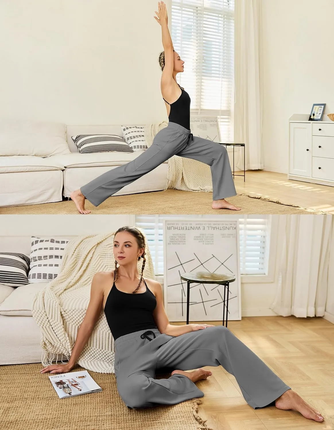 SPECIALMAGIC Womens Yoga Sweatpants Wide Leg Cotton Drawstring Lounge Pants Leisure Pajama