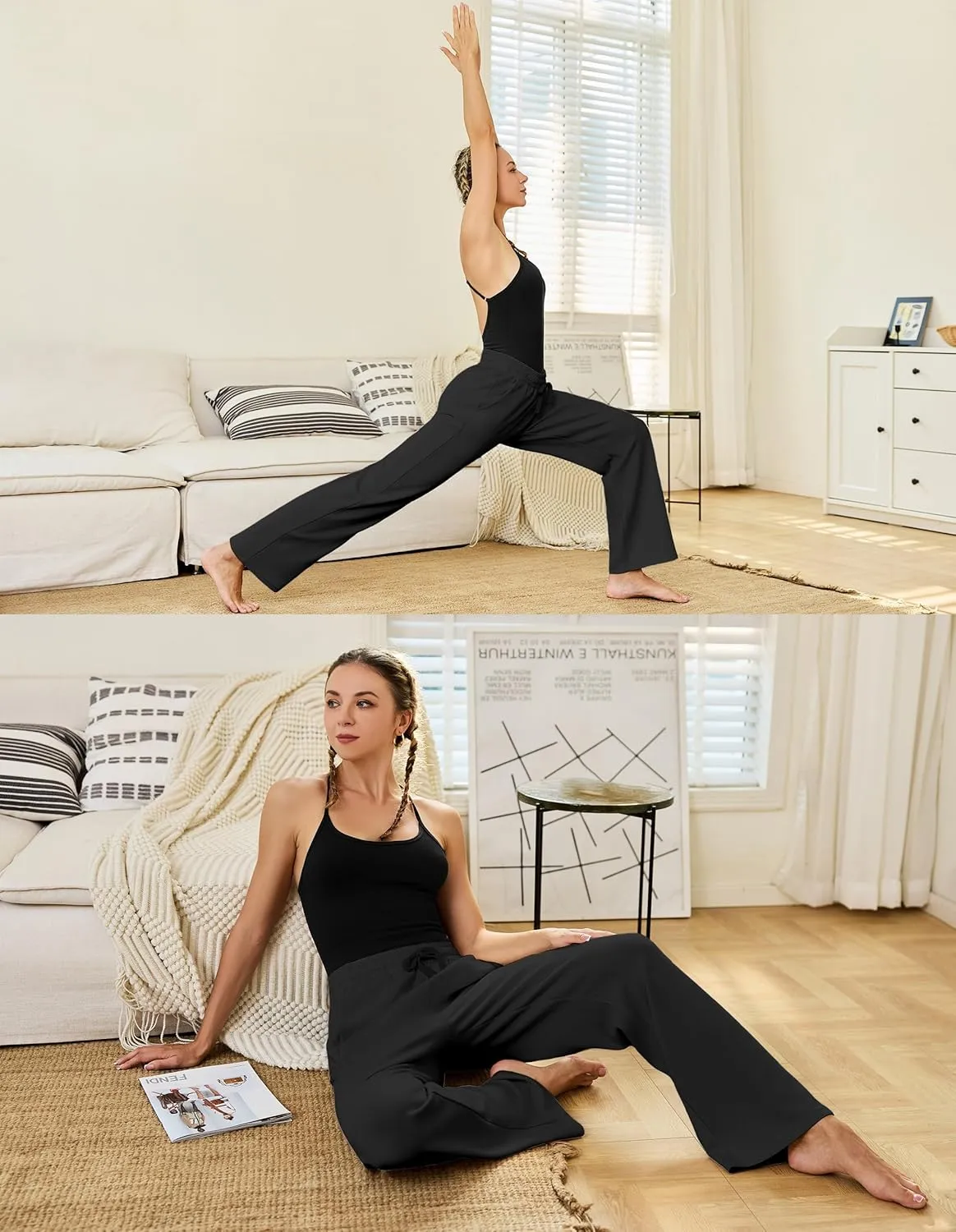 SPECIALMAGIC Womens Yoga Sweatpants Wide Leg Cotton Drawstring Lounge Pants Leisure Pajama