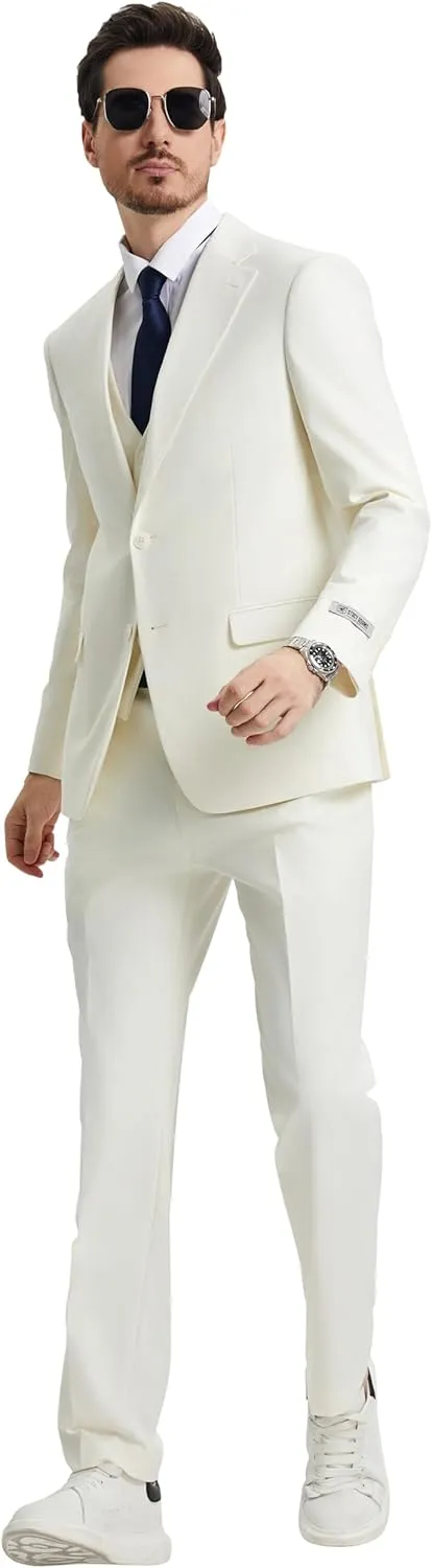 STACY ADAMS Suits 3pc Suit Set, Jacket Vest and Dress Pants,Hybrid-Fit Suits