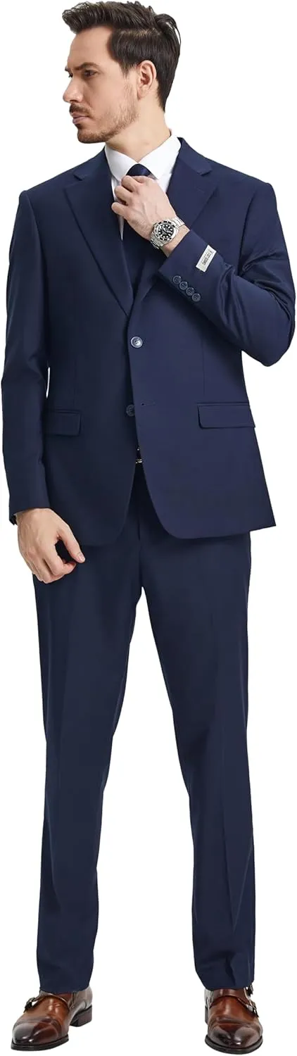 STACY ADAMS Suits 3pc Suit Set, Jacket Vest and Dress Pants,Hybrid-Fit Suits