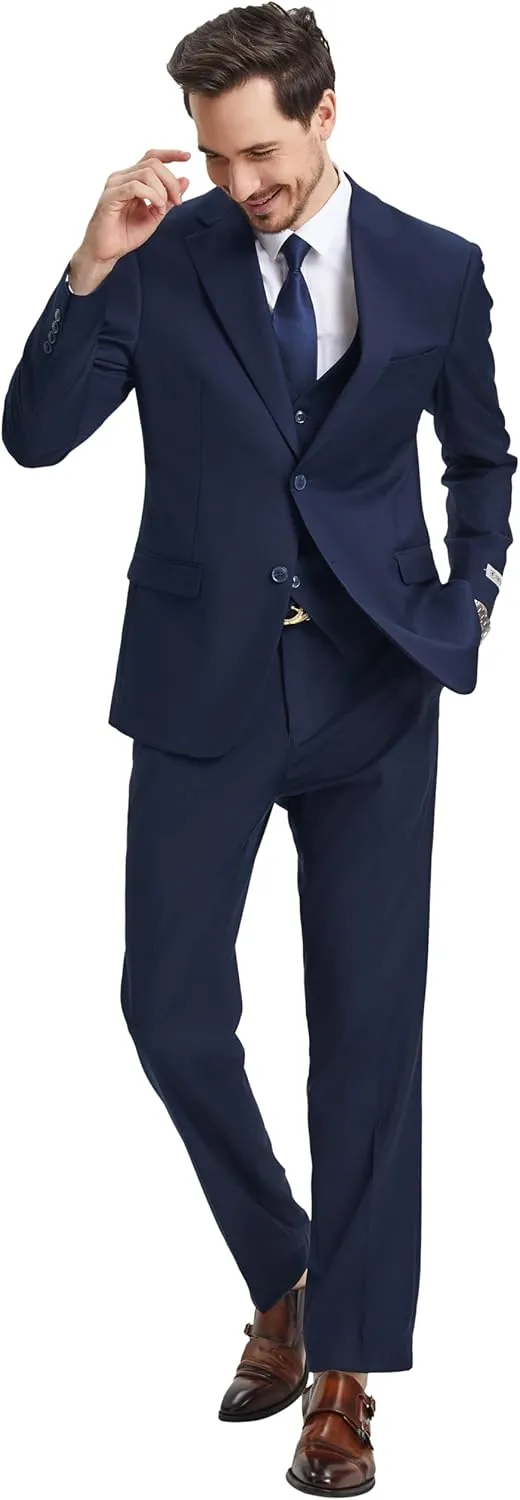 STACY ADAMS Suits 3pc Suit Set, Jacket Vest and Dress Pants,Hybrid-Fit Suits