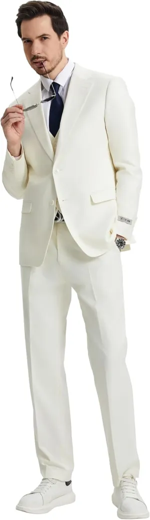 STACY ADAMS Suits 3pc Suit Set, Jacket Vest and Dress Pants,Hybrid-Fit Suits