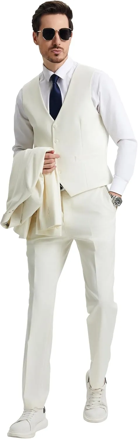 STACY ADAMS Suits 3pc Suit Set, Jacket Vest and Dress Pants,Hybrid-Fit Suits