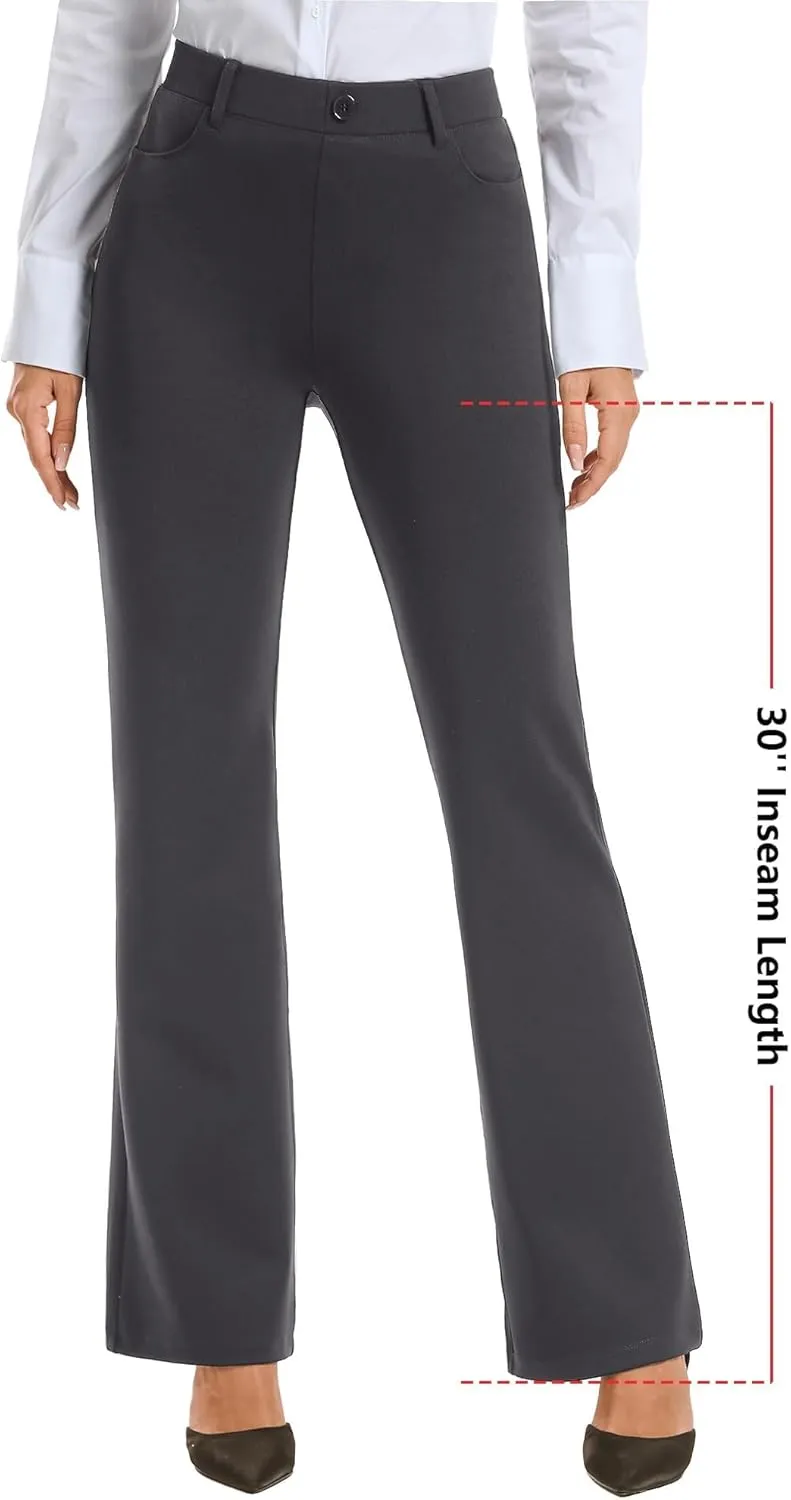 Stelle Women 28"/30"/ 32" Bootcut Dress Pants Business Casual Work Pants with Pockets Pull On Regular Slacks for Office
