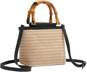 Straw Woven Bucket Bag For Women 2025 Summer Versatile Hobo Crossbody Bag Beach Vacation Straw Tote Bag 2025