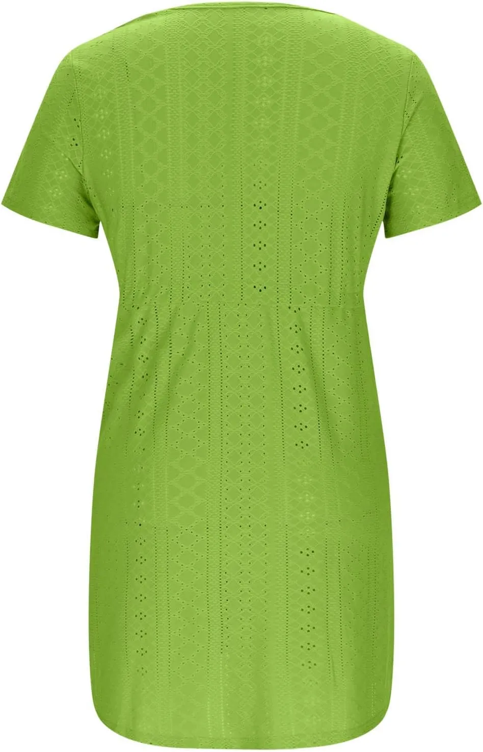 Sun Dresses for Women 2025 Vacation Casual Summer Short Sleeve Dress V-Neck Tie Waist Eyelet Beach Sundresses