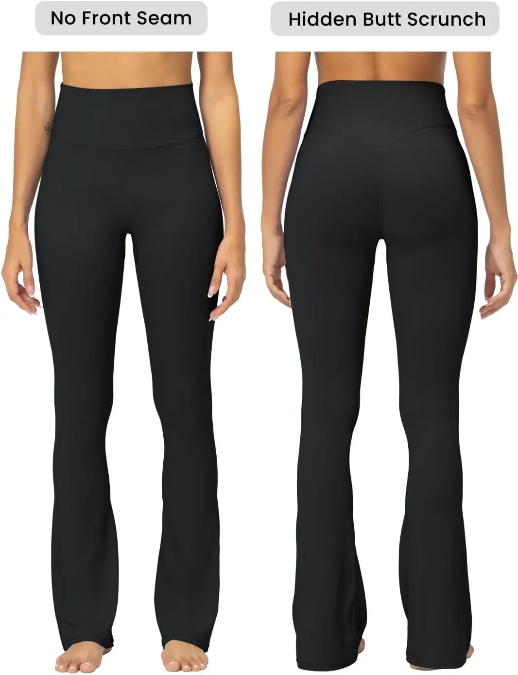Sunzel Sunzfly No Front Seam Mini Flare Leggings for Women, Invisible Butt Scrunch Flared Yoga Pants with Tummy Control