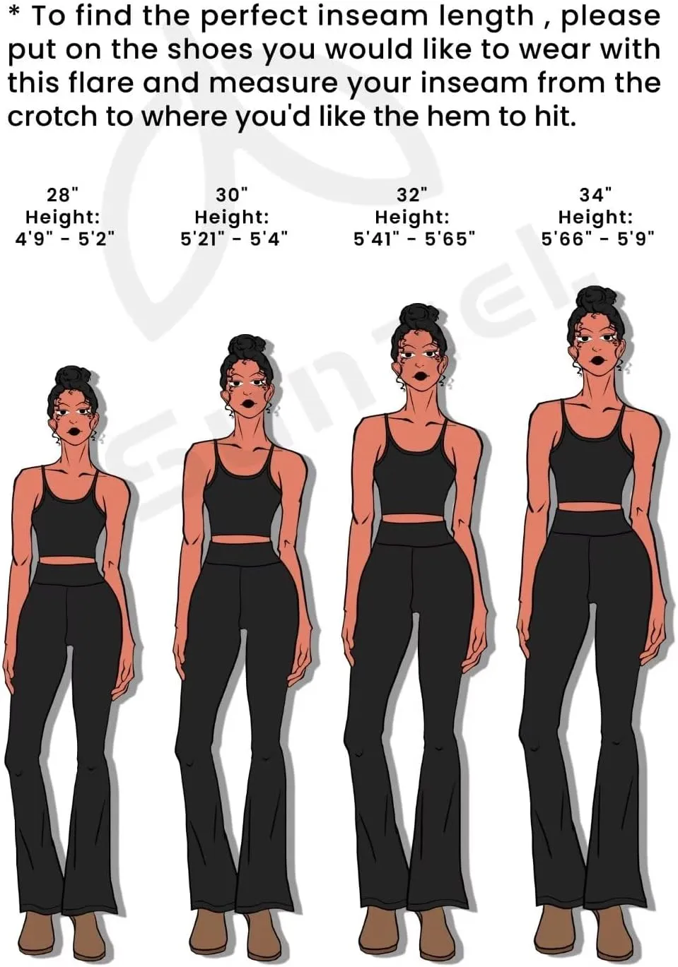 Sunzel Sunzfly No Front Seam Mini Flare Leggings for Women, Invisible Butt Scrunch Flared Yoga Pants with Tummy Control