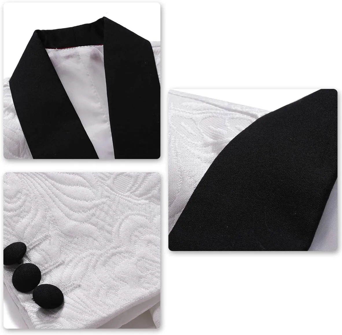 SWOTGdoby Boys 3 Pieces Suit Slim Fit Jacquard Tuxedo Formal Shawl Collar Jacket Vest Pants Ring Bearer Outfit Wedding Prom