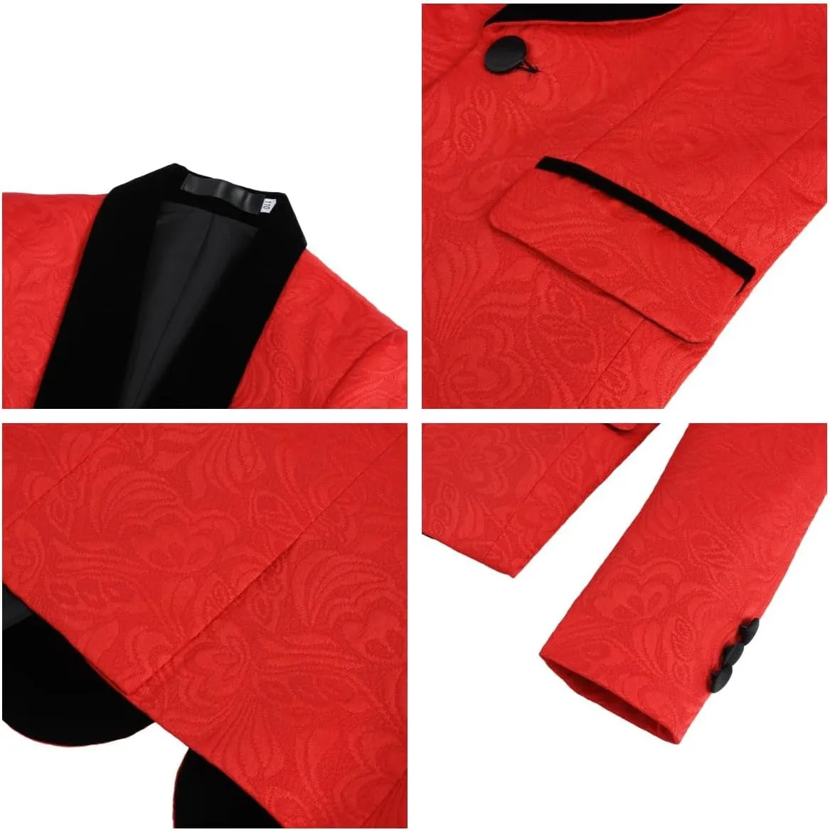 SWOTGdoby Boys 3 Pieces Suit Slim Fit Jacquard Tuxedo Formal Shawl Collar Jacket Vest Pants Ring Bearer Outfit Wedding Prom