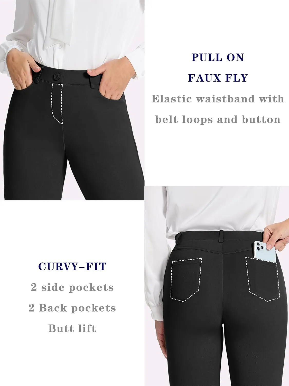 Tapata Women's 28''/30''/32''/34'' Stretchy Straight Dress Pants with Pockets Tall, Petite, Regular for Office Work Business