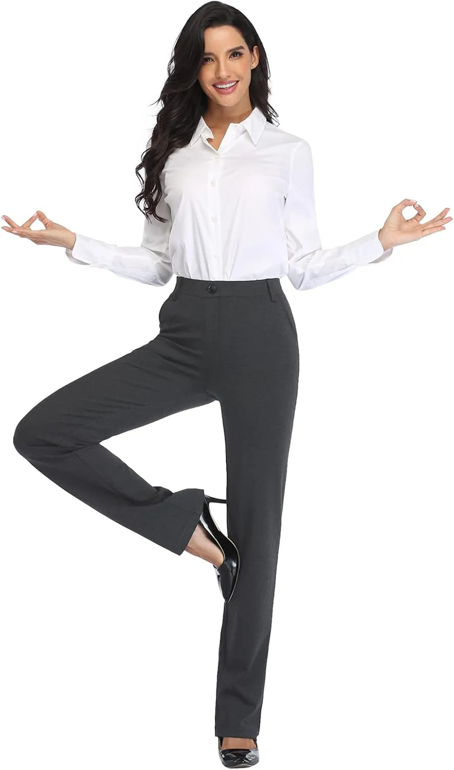 Tapata Women's 28''/30''/32''/34'' Stretchy Straight Dress Pants with Pockets Tall, Petite, Regular for Office Work Business